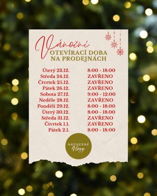 🎄 Vánoce se blíží a s nimi i naše sváteční otevírací doba 💛 Mrkněte, kdy nás před svátky ještě stihnete navštívit a...
